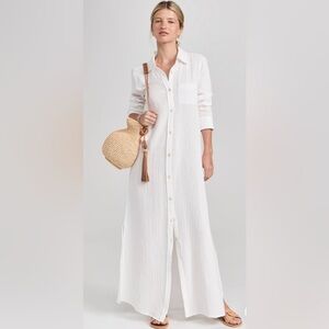 New Faherty Dream Cotton Gauze Maxi Shirt Dress size XS